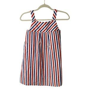Tommy Bahama Girls Dress Size 7 Red White Blue Stripe Seersucker Sleeveless NEW
